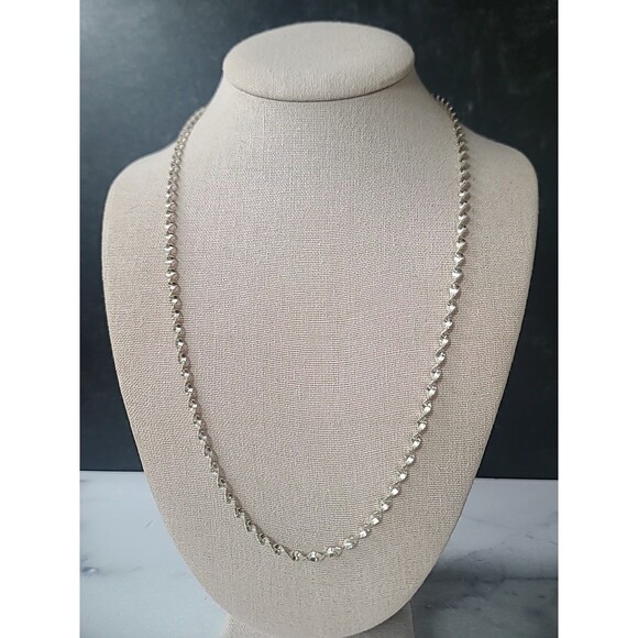 Italy 925 Sterling Silver Twisted Chain Necklace Vintage - Picture 2 of 10